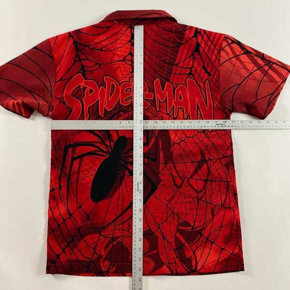 Vintage 2002 Spiderman Movie Shirt Mens Small All Over Print Button Up Marvel - Picture 8 of 11